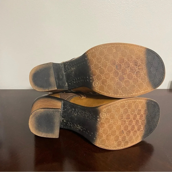 Pierre Dumas Lace Up Zipper Boots Women’s 8.5 Two Tone Heeled Brown western - Picture 6 of 6